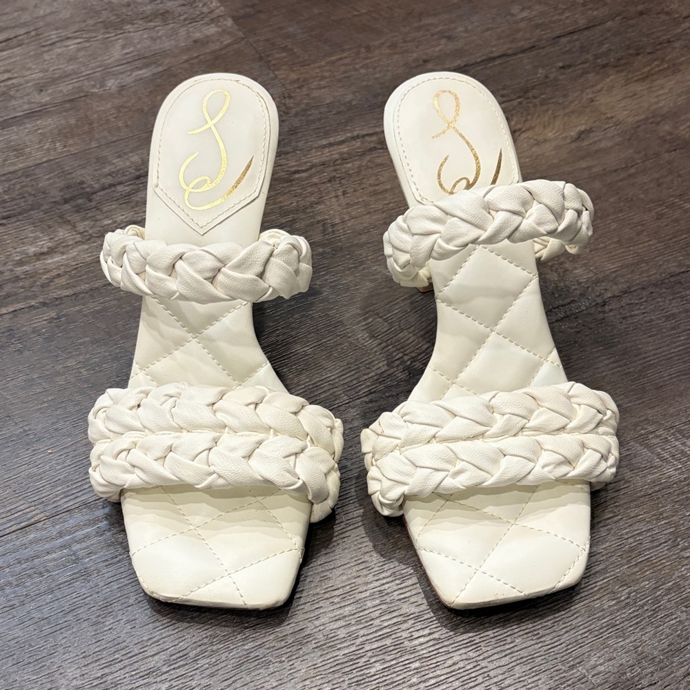 White Slip on heels
